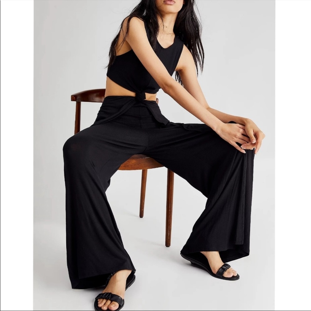 NWT FP Beach Black Tamarama Maxi Knot Front Jumpsuit M - Picture 2 of 7